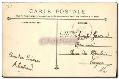 Francuski statek wojenny — 73 PATRIE — Czapla z wieżami — Fotograf Marius Bar — Toulon — Rewers