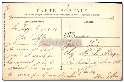 Cuirassato Parigi — Marina Militare Francese — Editore L. Bérenger, n°344 — Verso
