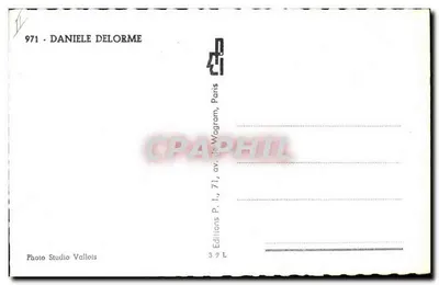 Daniele Delorme — portret w czarno-białym — Éditions Vallois, n° 971 — Rewers
