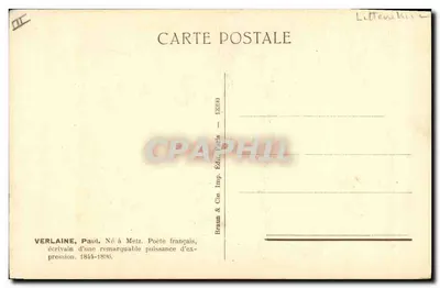 Paul Verlaine — retrato — Braun & Cie, Paris — Verso