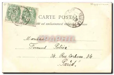 Triomphe 1902 — Hippodroom Maisons-Laffitte — uitgever Mannij, serie-nummer niet zichtbaar — Achterkant