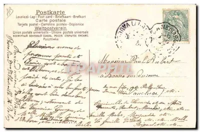 Violetas y tréboles — Año 1907 — Buen Año — Tarjeta postal — Reverso