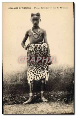 Femme africaine portant une fourrure de léopard — Colonies africaines — Phototypie J. Brunaine, Helms