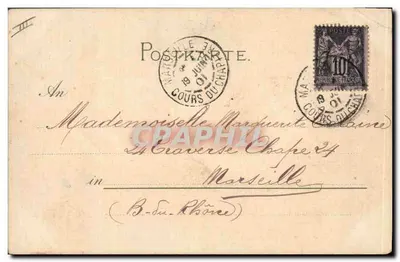 Dziewczyna w żółtej sukni i kapeluszu — scenka zimowa — wydawca Albin Michel, n° 1853 — Rewers