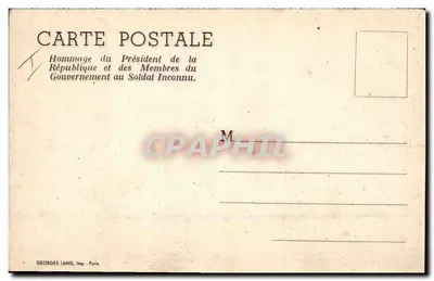 Homenagem do Presidente da República e dos Membros do Governo ao Soldado Desconhecido — Georges Lang, Paris — Verso