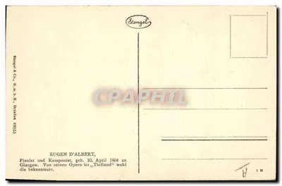 Eugen d'Albert — Pianista e compositor — Stengel & Co., Dresden 49033 — Verso