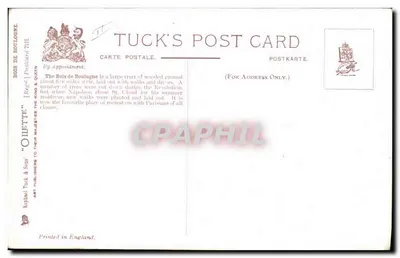 Paryż, Bois de Boulogne — jeźdźcy na wycieczce — Tuck & Sons n°719 — Rewers