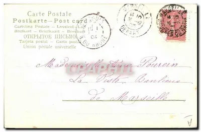 Tarjeta postal antigua de felicitaciones — 1904 — editor Union postale universelle — Reverso