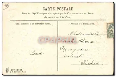 Bom & Feliz Ano — 1906 — K. F. Editores, Paris, Série 1355 — Verso