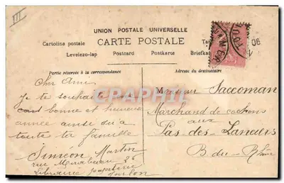 1906 — Jaar van de antieke ansichtkaart — CPD, Béatrice (Vence) — Achterkant