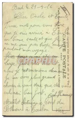 Crucero "Pothuau" — Editor Durz, Toulón — n° 170 — Reverso
