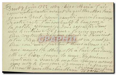 Dziecko w stroju bretońskim — bretońska powitanie — kolekcja Villard, Quimper, nr 4144 — Rewers