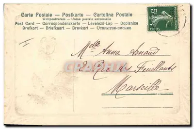 Houx i kopyto — karta pocztowa z witań — Karta Pocztowa — Uniwersalna Unia Pocztowa — Rewers