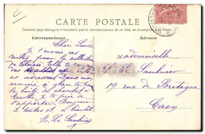 Saint-Aubin-sur-Mes (Calvados) — La dentellière normande trabajando — G. P., París, n°54 — Reverso