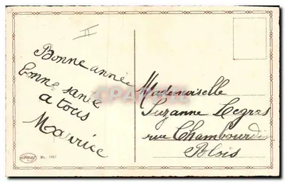 Niño en vestido verde sosteniendo una fruta — editor Ehmag, n° 1921 — Reverso