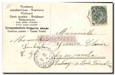 Twee zwaantjes en hart van bloemen — 1907 — n° 7758 — Achterkant
