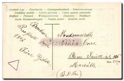 Karta pocztowa z życzeniami — Rok 1907 — wydawca J.G. — Rewers