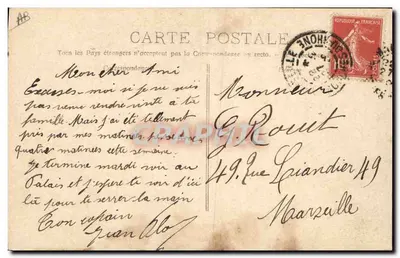 Jean FLOR — Portret — Karta pocztowa — Rewers