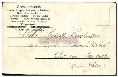 Karta pocztowa dekoracyjna — motywy roślinne i znaki pocztowe — wydawca nieodczytalny — Rewers