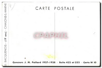 沙隆苏索恩河畔街道景观 — J. M. Paillard 1937-1938年比赛 — 明信片编号10 — 背面