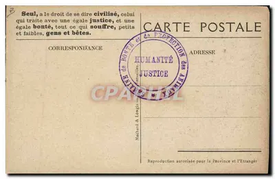 Um trabalhador consciente — mensagem contra maus-tratos — editor Machard & Longis — Verso
