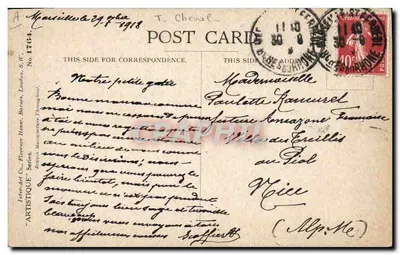 Wierni w oczekiwaniu — koń i dziewczynka — Interlachen Co. Série No. 1764 — Rewers