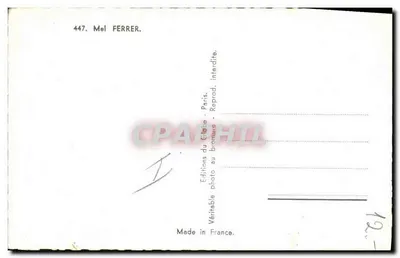 Mel Ferrer — portret w stroju i kapeluszu — Wydawnictwo Globe, Paryż, nr 447 — Rewers