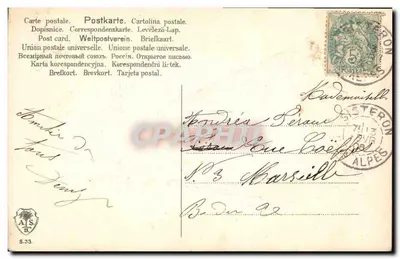 Violetas y arpa — Envío de un amigo — editor A.S.B. n°5.33 — Reverso