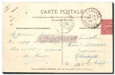 La Alta Loira — Cartolina decorativa con mappa e viste — Olikhe M.B.-Repint. — Verso