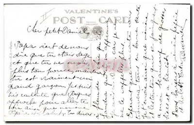 Crianças chorando — cena emocionante com cachorro e gato — Bilhete postal antigo Valentine's Post Card — Verso