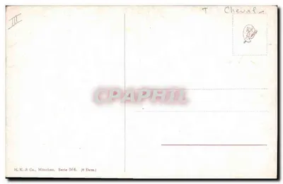Cavalos — adornados com arreios dourados — H.K. & Co., München, Série 564 — Verso