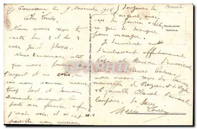 Joven mujer en traje de equitación — caballo — dibujo firmado por G. Mann — serie 48-4 — Reverso