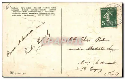 Ano 1908 — Boa e feliz Ano — Série 7293, impressa na Alemanha — Verso