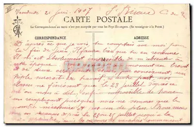 Bretagne (Zbiór E. Hamonie, St-Brieuc) — scena z życia z trzema postaciami w strojach tradycyjnych — nr 2168 — Rewers