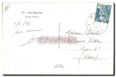 Grupa młodych w strojach tradycyjnych — Krajobraz Bigouden — Wydawnictwo Penmarc'h n° K100 — Rewers