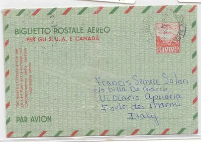 Itália Italy ITalia Aerogramme 1955 Aerogram usado em 1955 estacionário RAre