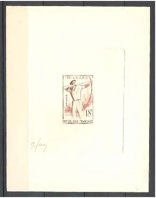 França EPReUVE D'ArTISTE selo Archer (yvert 1163) assinado pelo artista RaRe (tir a l'arc proof)