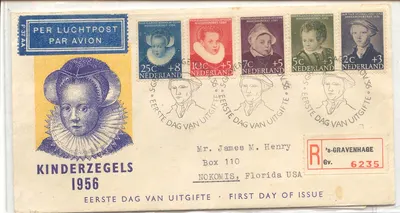 Holanda Kinderzegels 1956 FDC