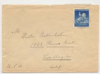Alemanha #771 com etiqueta de censura no verso 1941