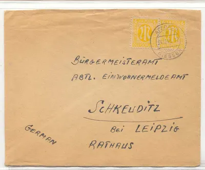 Niemcy Okupacja sojuszników Niemcy szarozielony papier p 11 Michel #20 rzadki Atzbach 24 12 45