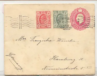 África do Sul Transvaal 1906 H&G B4 Johannesburg Columbia Corte de máquina (estampado postal estacionário África do Sul)