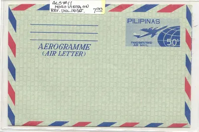 Filipinas AlS 11 aerograma aerograma MINT com MORo VINTA no verso (correspondência postal completa em barco)