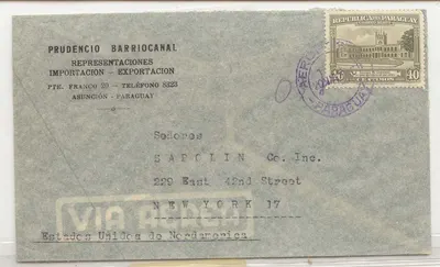 Paraguai uso único para correio aéreo para os EUA (envelope de carta)