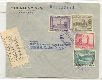 Paraguai 1946 correspondência registrada para os EUA (carta de correio)