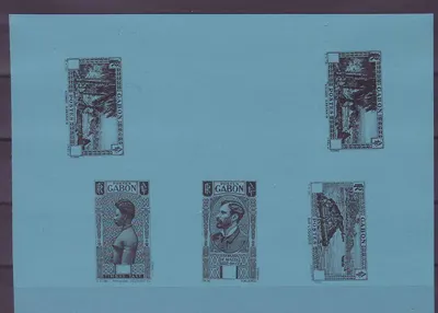 Gabon 1932 Essai Azul Verde Ogoue Brazza