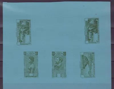 Gabão 1932 Ensaios Azul Verde Ogoue Brazza