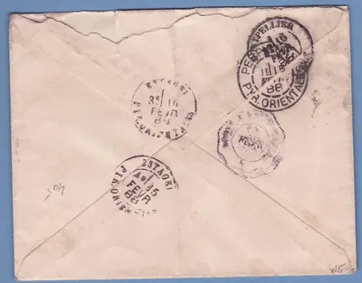Carta Rara Colônia Geral 25c Libreville 1888 para Montpellier Rara — Verso