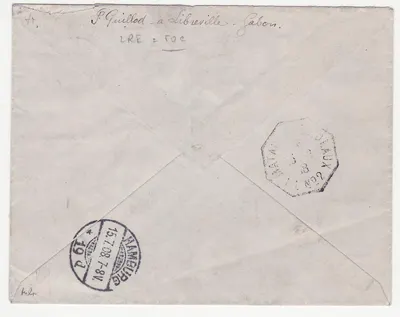Carta Gabão Libreville 23 Junho 1908 para Henssweg Alemanha — Verso