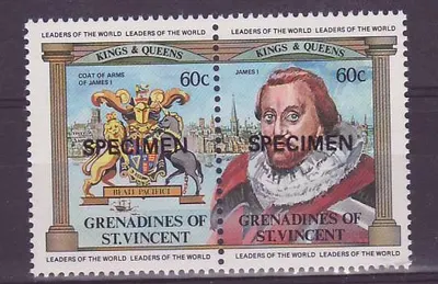 Grenadinas de St Vincent 60c James I Escudo de Armas Leão Licorne ** Luxe Sobrecarga ESPÉCIME