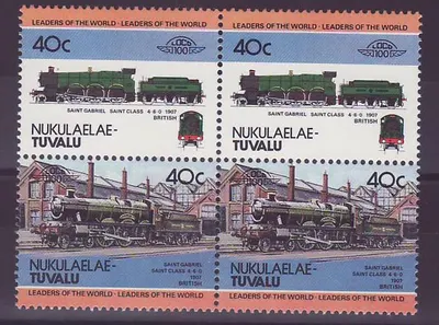 Nukulaelae Tuvalu 40c Trem São Gabriel São Classe 4-6-0 1907 ** Luxo Bloco de 4